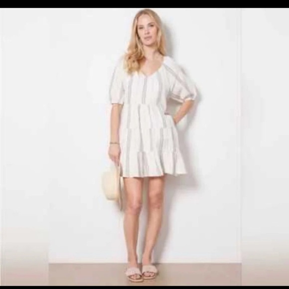 Evereve Alexia Tiered Cotton Mini Dress
 size Large - Picture 7 of 12